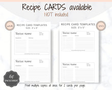 Load image into Gallery viewer, EDITABLE Recipe Book template, Recipe Sheet Template, Recipe Cards, Minimal Recipe Binder, 8.5x11 Printable Farmhouse, Food Planner Journal - No Photo Ink Free
