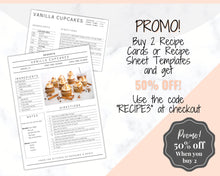 Load image into Gallery viewer, EDITABLE Recipe Book template, Recipe Sheet Template, Recipe Cards, Minimal Recipe Binder, 8.5x11 Printable Farmhouse, Food Planner Journal - No Photo Yu Font
