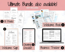 Load image into Gallery viewer, EDITABLE VRBO Vacation Rental Signs! Airbnb Template Bundle, Wifi password Sign, Welcome Book, House Rules, Airbnb Host, Check Out Signage | Brit
