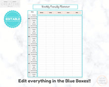 Load image into Gallery viewer, EDITABLE Weekly FAMILY PLANNER Command Center | Family Planner | Printable Family Calendar | Family Household Weekly Schedule | Homeschool - Style 1
