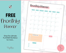 Load image into Gallery viewer, FREE - Monthly Planner Printable, Monthly Calendar, To Do List Printable, Undated Schedule, Productivity Template | Colorful
