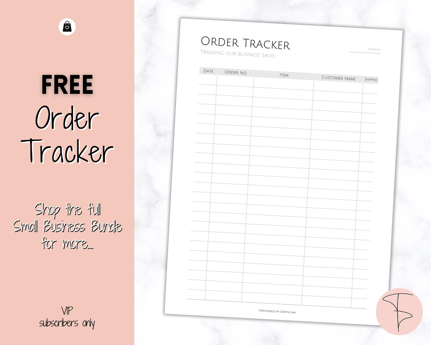 FREE - Order Tracker for Small Business | Printable, Side Hustle, Marketing Calendar | Mono