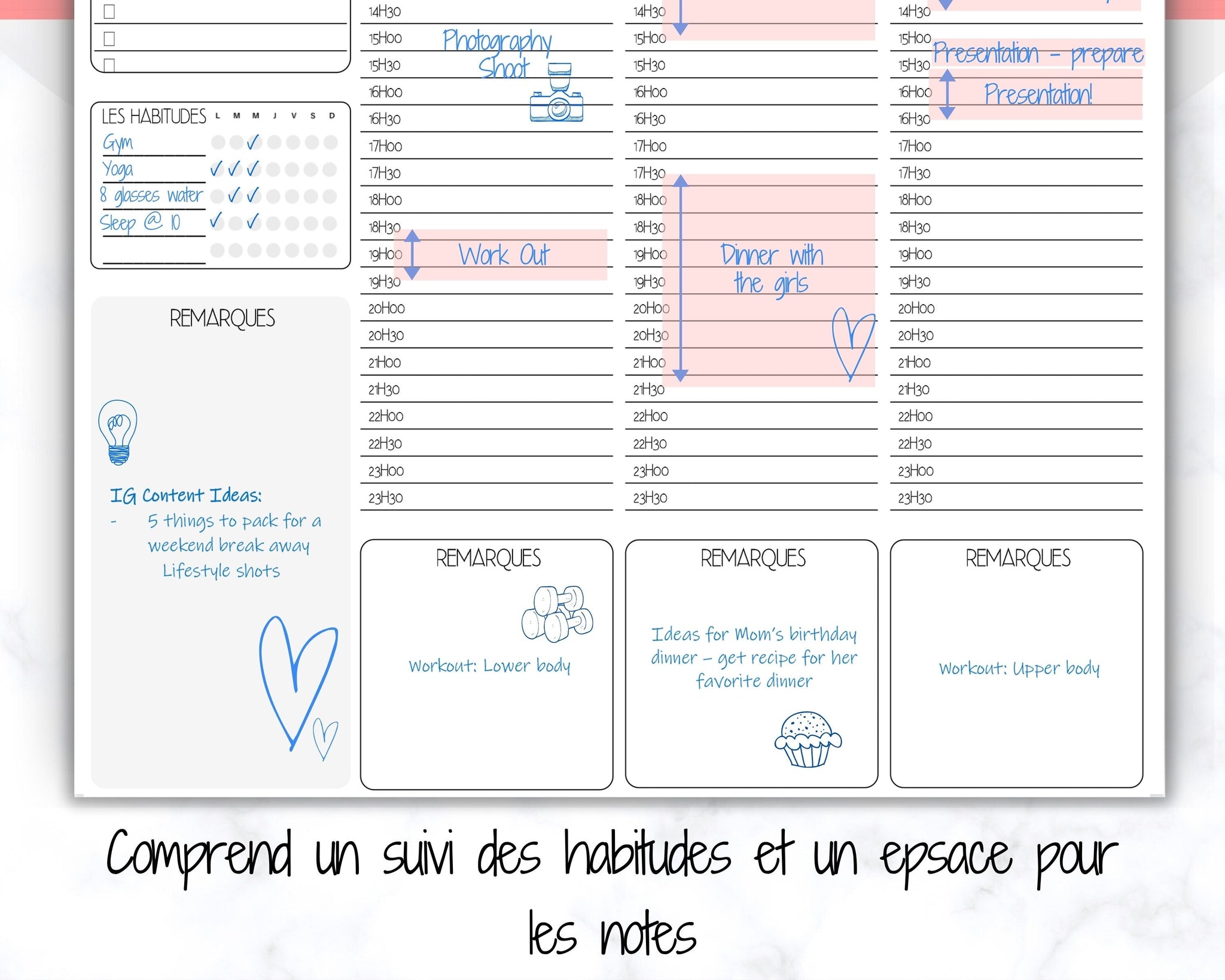 Planner a4 semaine pdf -  France