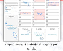 Load image into Gallery viewer, FRENCH Weekly Planner Printable, Français, Hourly Planner, Plan de la Semaine, Week on 2 pages, Weekly Schedule, Undated Planner, To Do List - Style 1
