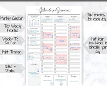 Load image into Gallery viewer, FRENCH Weekly Planner Printable, Français, Hourly Planner, Plan de la Semaine, Week on 2 pages, Weekly Schedule, Undated Planner, To Do List - Style 2
