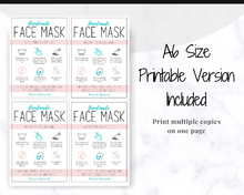 Load image into Gallery viewer, Face Mask LABEL CARE CARD, How to Handle Order Card, Face Mask Printable Instructions, Business Labels, Face Mask Seller, Package Label Tag | Pink &amp; Aqua
