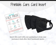 Load image into Gallery viewer, Face Mask LABEL CARE CARD, How to Handle Order Card, Face Mask Printable Instructions, Business Labels, Face Mask Seller, Package Label Tag | Pink &amp; Aqua
