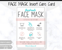 Load image into Gallery viewer, Face Mask LABEL CARE CARD, How to Handle Order Card, Face Mask Printable Instructions, Business Labels, Face Mask Seller, Package Label Tag | Pink &amp; Aqua
