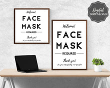 Load image into Gallery viewer, Face Mask Sign, Face Masks Required, Please wear a Face Mask Print, Social distancing Notice sign, Shop Window Sign Printable, must be worn | Minimalist
