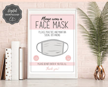 Load image into Gallery viewer, Face Mask Sign, Face Masks Required, Please wear a Face Mask Print, Social distancing Notice sign, Shop Window Sign Printable, must be worn | Multicolor Bundle
