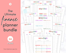 Load image into Gallery viewer, Finance Planner BUNDLE! Budget Planner Templates, Financial Savings Tracker Printable Binder, Monthly Debt, Bill, Spending, Expenses Tracker | Pastel Rainbow
