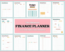 Load image into Gallery viewer, Finance Planner BUNDLE! Budget Planner Templates, Financial Savings Tracker Printable Binder, Monthly Debt, Bill, Spending, Expenses Tracker | RETRO 70s theme
