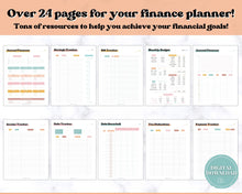 Load image into Gallery viewer, Finance Planner BUNDLE! Budget Planner Templates, Financial Savings Tracker Printable Binder, Monthly Debt, Bill, Spending, Expenses Tracker | RETRO 70s theme
