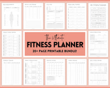 Load image into Gallery viewer, Fitness Planner, Weight Loss Tracker, BUNDLE, Workout Planner Fitness Journal, Wellness, Health Goal, Meal Planner, Self Care, Habit Tracker | Mono
