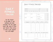 Load image into Gallery viewer, Fitness Planner, Weight Loss Tracker, BUNDLE, Workout Planner Fitness Journal, Wellness, Health Goal, Meal Planner, Self Care, Habit Tracker | Mono
