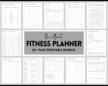 Load image into Gallery viewer, Fitness Planner, Weight Loss Tracker, BUNDLE, Workout Planner Fitness Journal, Wellness, Health Goal, Meal Planner, Self Care, Habit Tracker | Mono
