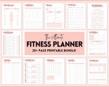 Load image into Gallery viewer, Fitness Planner, Weight Loss Tracker, BUNDLE, Workout Planner Fitness Journal, Wellness, Health Goal, Meal Planner, Self Care, Habit Tracker | PINK Watercolor
