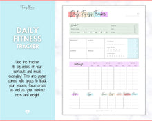 Load image into Gallery viewer, Fitness Planner, Weight Loss Tracker, BUNDLE, Workout Planner Fitness Journal, Wellness, Health Goal, Meal Planner, Self Care, Habit Tracker | Pastel Rainbow
