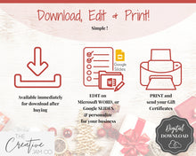 Load image into Gallery viewer, Gift Certificate Template &amp; Thank You Card. Editable CHRISTMAS Gift Voucher, Gift Card, For your order, DIY Last minute Gift. Google Slides | Christmas Bundle Style 1
