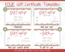 Load image into Gallery viewer, Gift Certificate Template &amp; Thank You Card. Editable CHRISTMAS Gift Voucher, Gift Card, For your order, DIY Last minute Gift. Google Slides | Christmas Bundle Style 1
