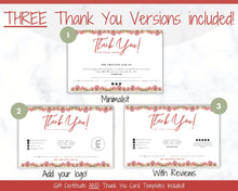 Load image into Gallery viewer, Gift Certificate Template &amp; Thank You Card. Editable CHRISTMAS Gift Voucher, Gift Card, For your order, DIY Last minute Gift. Google Slides | Christmas Bundle Style 1
