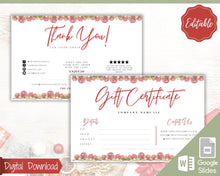 Load image into Gallery viewer, Gift Certificate Template &amp; Thank You Card. Editable CHRISTMAS Gift Voucher, Gift Card, For your order, DIY Last minute Gift. Google Slides | Christmas Bundle Style 1
