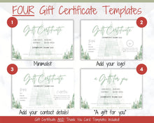 Load image into Gallery viewer, Gift Certificate Template &amp; Thank You Card. Editable CHRISTMAS Gift Voucher, Gift Card, For your order, DIY Last minute Gift. Google Slides | Christmas Bundle Style 2
