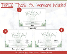 Load image into Gallery viewer, Gift Certificate Template &amp; Thank You Card. Editable CHRISTMAS Gift Voucher, Gift Card, For your order, DIY Last minute Gift. Google Slides | Christmas Bundle Style 2
