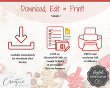 Load image into Gallery viewer, Gift Certificate Template &amp; Thank You Card. Editable CHRISTMAS Gift Voucher, Gift Card, For your order, DIY Last minute Gift. Google Slides | Christmas Bundle Style 2
