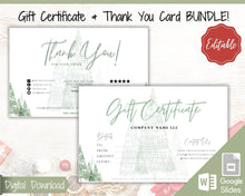 Load image into Gallery viewer, Gift Certificate Template &amp; Thank You Card. Editable CHRISTMAS Gift Voucher, Gift Card, For your order, DIY Last minute Gift. Google Slides | Christmas Bundle Style 2
