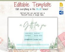 Load image into Gallery viewer, Gift Certificate Template. Editable CHRISTMAS Gift Voucher, Gift Card template, DIY Shop Voucher Coupons. Last minute Gift. Google Slides | Christmas Style 5
