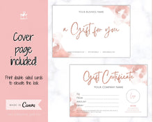 Load image into Gallery viewer, Gift Certificate Template. Editable ROSE GOLD Gift Voucher, Add Logo to Gift Card! DIY Shop Voucher Template. Last minute Coupons, Canva | Style 20
