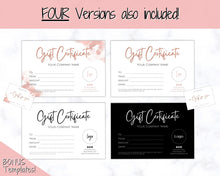 Load image into Gallery viewer, Gift Certificate Template. Editable ROSE GOLD Gift Voucher, Add Logo to Gift Card! DIY Shop Voucher Template. Last minute Coupons, Canva | Style 20
