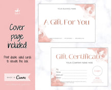 Load image into Gallery viewer, Gift Certificate Template. Editable ROSE GOLD Gift Voucher, Add Logo to Gift Card! DIY Shop Voucher Template. Last minute Coupons, Canva | Style 22
