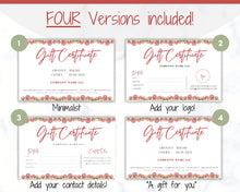 Load image into Gallery viewer, Gift Voucher, CHRISTMAS Gift Certificate Template. Editable Gift Card template, DIY Shop Voucher Coupons. Last minute Gift. Google Slides | Christmas Style 1
