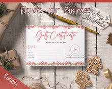 Load image into Gallery viewer, Gift Voucher, CHRISTMAS Gift Certificate Template. Editable Gift Card template, DIY Shop Voucher Coupons. Last minute Gift. Google Slides | Christmas Style 1
