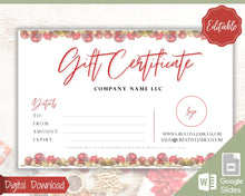 Load image into Gallery viewer, Gift Voucher, CHRISTMAS Gift Certificate Template. Editable Gift Card template, DIY Shop Voucher Coupons. Last minute Gift. Google Slides | Christmas Style 1
