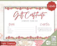 Load image into Gallery viewer, Gift Voucher, CHRISTMAS Gift Certificate Template. Editable Gift Card template, DIY Shop Voucher Coupons. Last minute Gift. Google Slides | Christmas Style 3
