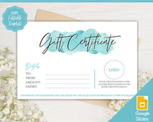 Load image into Gallery viewer, Gift Voucher, Gift Certificate Template. Editable Gift Card template, DIY Shop Voucher Template. DIY Coupons for last minute gift. Editable | Style 13
