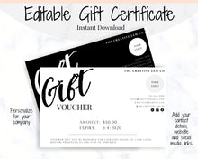 Load image into Gallery viewer, Gift Voucher, Gift Certificate Template. Editable Gift Card template, DIY Shop Voucher Template. DIY Coupons for last minute gift. Editable | Style 14
