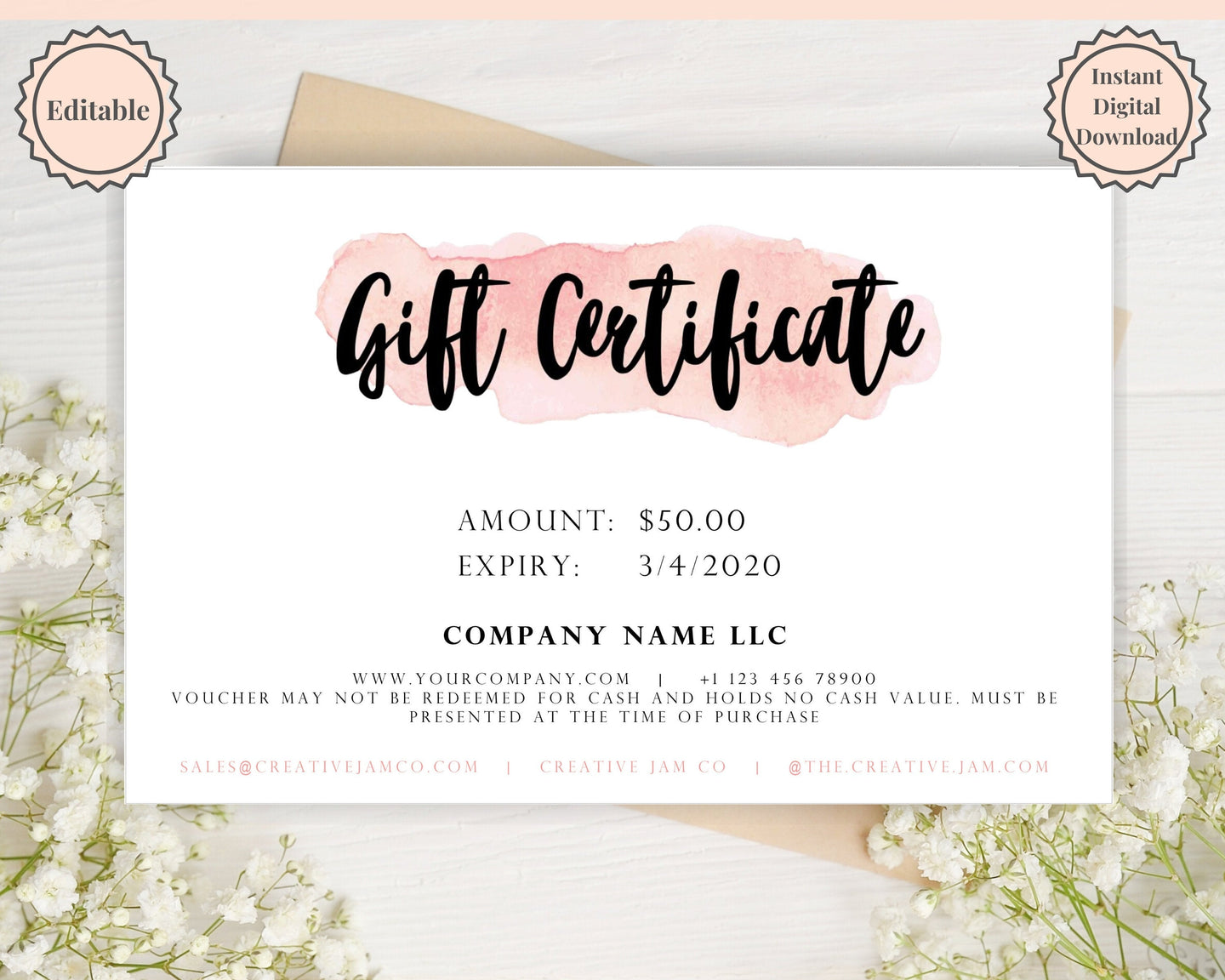 Gift Voucher, Gift Certificate Template. Editable Gift Card template, DIY Shop Voucher Template. DIY Coupons for last minute gift. Editable | Style 15