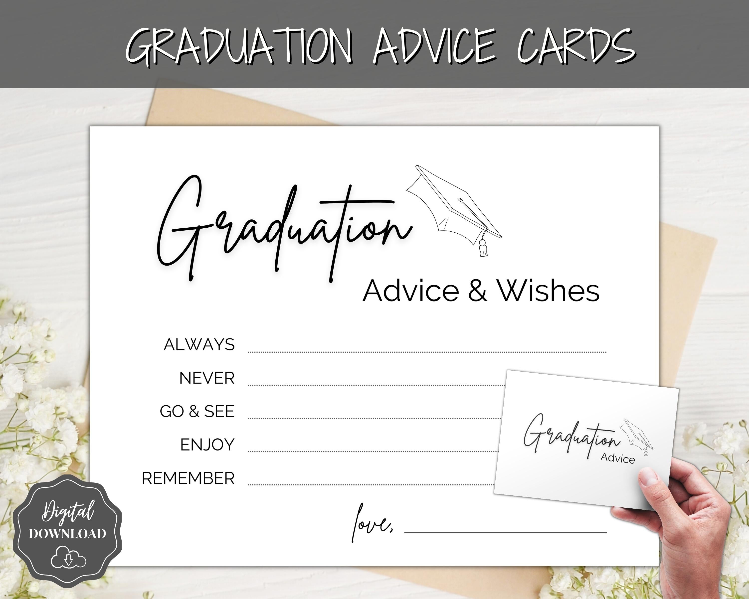 Graduation Advice & Wishes Card | PRINTABLE Words of Wisdom Template