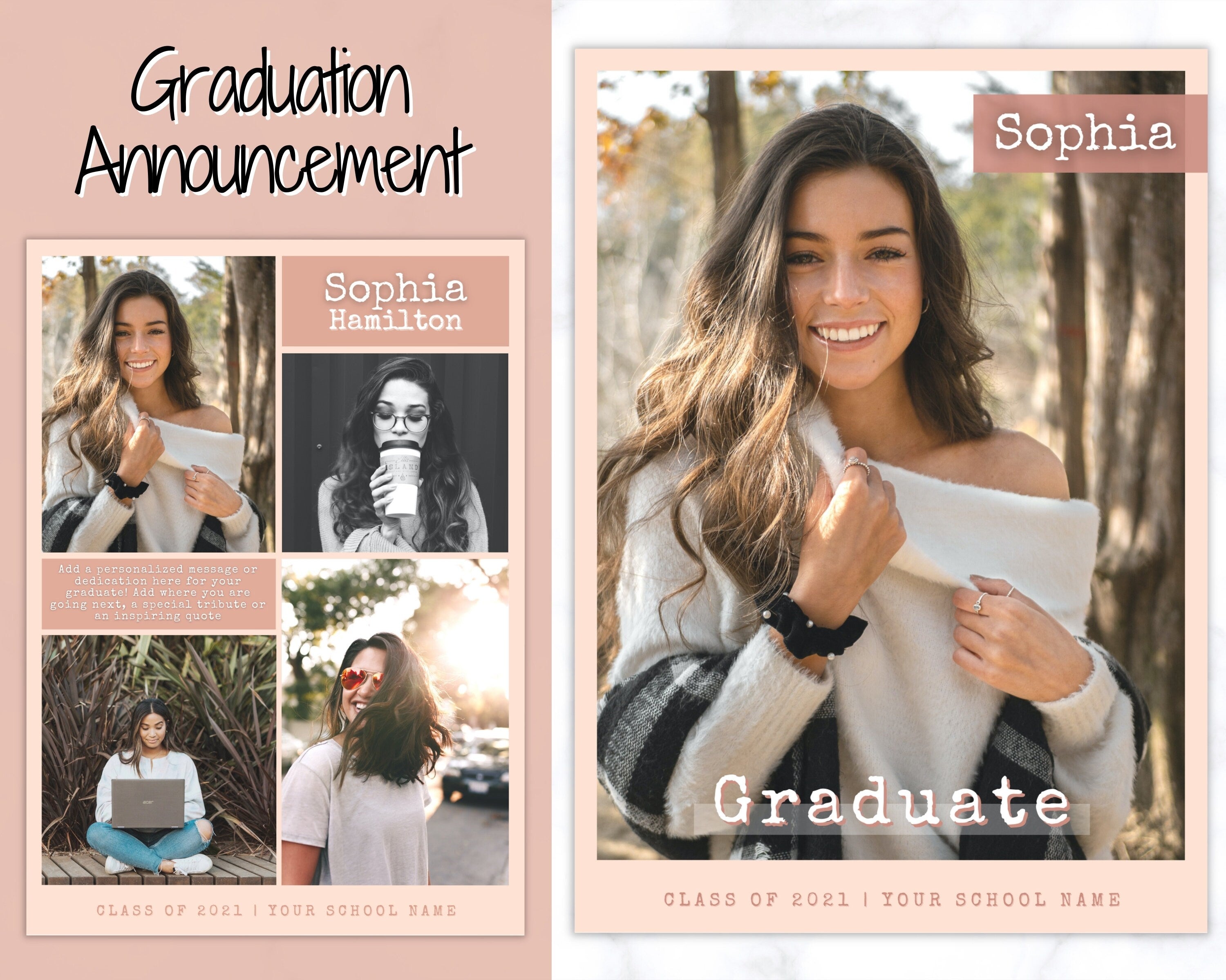 Graduation Announcement Card Template for Senior & High School