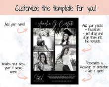 Load image into Gallery viewer, Graduation Announcement Card Template, Senior &amp; High School Grad Announcement, Class of 2021 Invitation, Yearbook, Photo Card Tribute, Canva | Style 6
