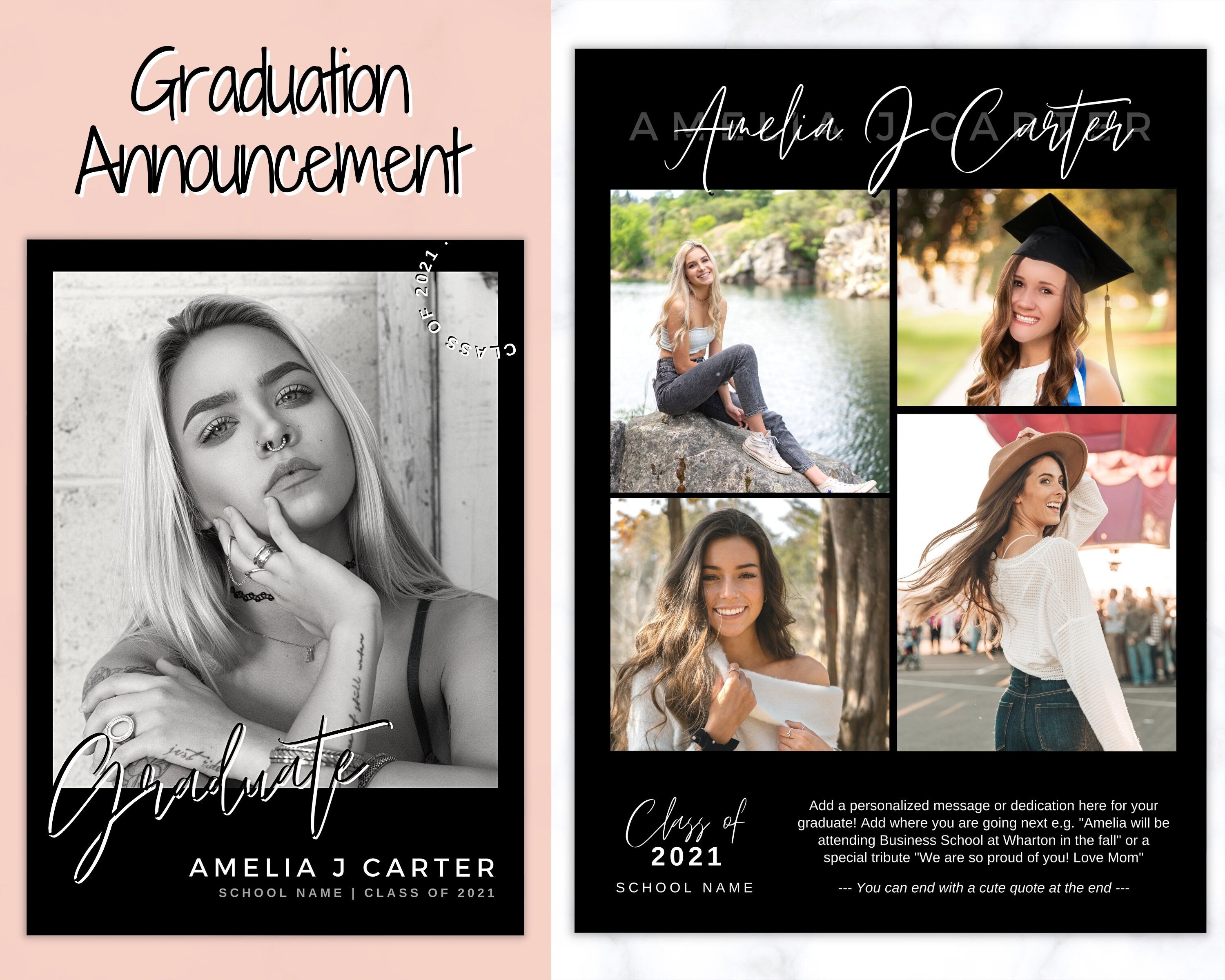 Senior & High School Graduate Announcement Card Templates