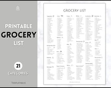 Load image into Gallery viewer, Grocery List, Master Grocery List Printable, Weekly Shopping List, Meal Planner Checklist, Grocery PDF, Kitchen Organization Template | Mono
