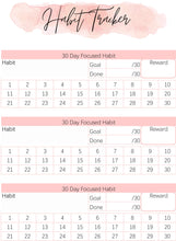 Load image into Gallery viewer, HABIT TRACKER Printable with Mood Tracker for Gratitude Journal. Initiative tracker with goal planner. Monthly habit tracker. Productivity.
