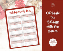 Load image into Gallery viewer, Holiday Family Feud Game! Christmas Family Quiz Game, Printable Xmas Party Game, Virtual Fun Activity, Kids Adults, Office, Fortunes, Trivia
