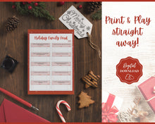 Load image into Gallery viewer, Holiday Family Feud Game! Christmas Family Quiz Game, Printable Xmas Party Game, Virtual Fun Activity, Kids Adults, Office, Fortunes, Trivia
