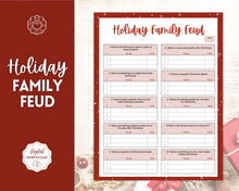 Load image into Gallery viewer, Holiday Family Feud Game! Christmas Family Quiz Game, Printable Xmas Party Game, Virtual Fun Activity, Kids Adults, Office, Fortunes, Trivia
